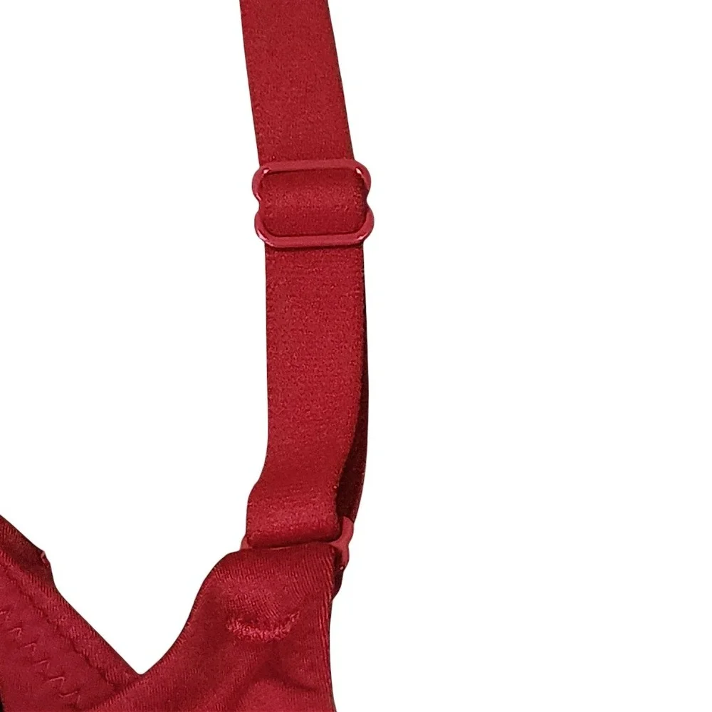 Wacoal Bra 34C Womens Red Underwire Lace Trim Full Coverage 855213 Lingerie